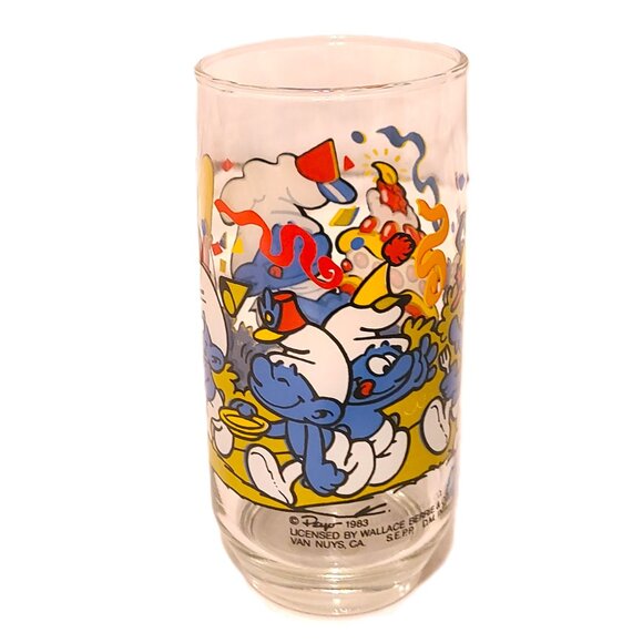 1983 Baker Smurf Hardee’s Collectible Glass Series Peyo Wallace Berrie Advertisi - Picture 2 of 9